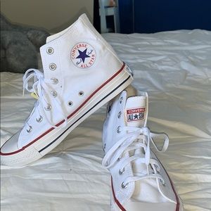 Brand new white high top converse